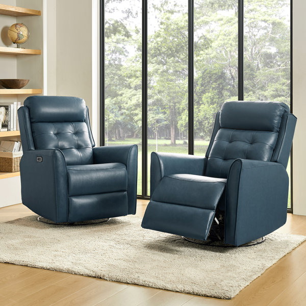 Latitude Run® Pabla Modern Genuine Leather Swivel Rocking Power